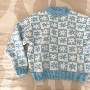 Lisa Says Gah Emma Checkered Flower Sweater